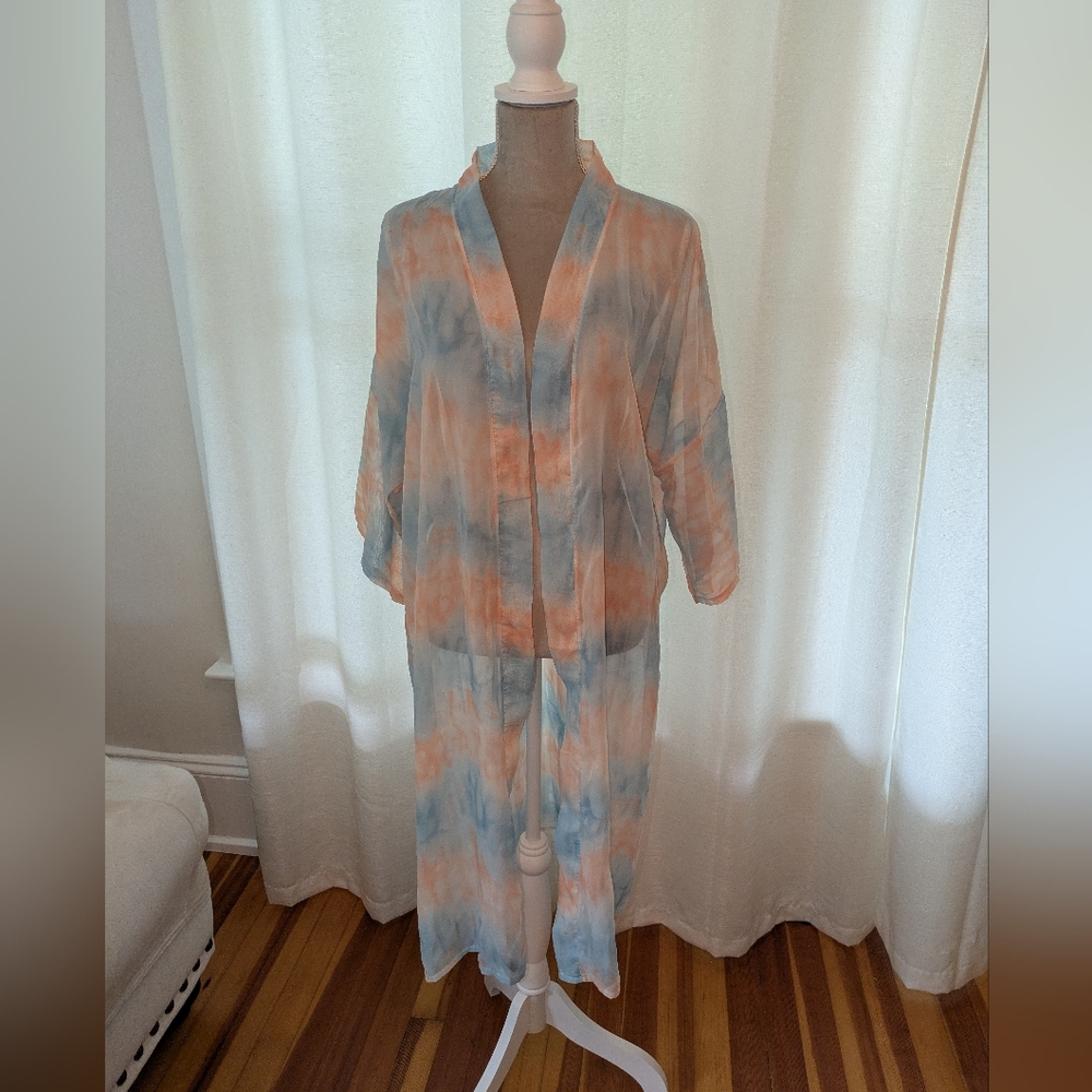 Tie-Dye Kimono Lounge Duster, NWT